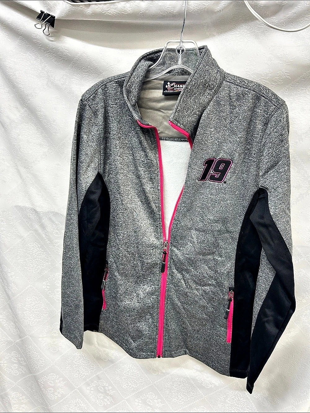 Chase Authentics Carl Edwards #19 Gray & Pink Full-Zip Jacket Size Medium Like